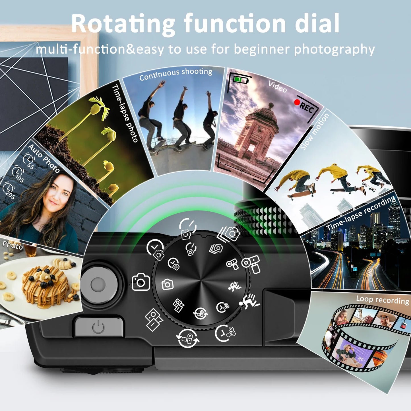 Digital Camera 4K 64MP Vlogging Camera for Youtube 3''180°Flip Screen 18X Zoom Autofocus 32GB SD Card Video Cameras for Beginners