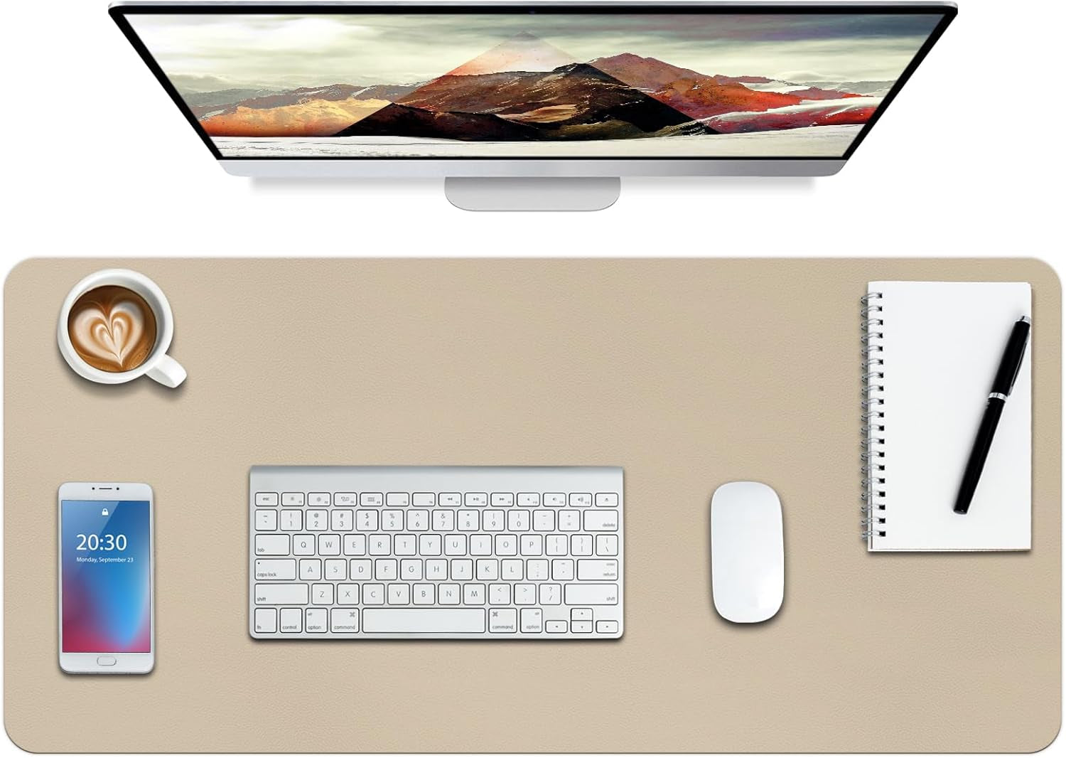 Boutilon Leather Desk Pad Protector,Non-Slip Mouse Pad,Laptop Desk Pad,Office Mouse Mat,Waterproof Leather Desk Blotter,Desk Writing Pad for Office and Home (M-Green,30"X14")
