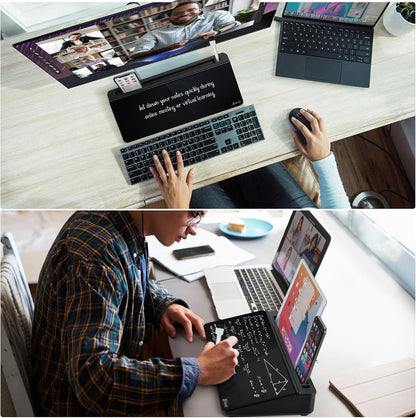 Desktop Whiteboard with Storage, Desk Organizer Dry Erase Glass White Board To-Do List Memo Notepad for Home Office and School Supplies (Black)