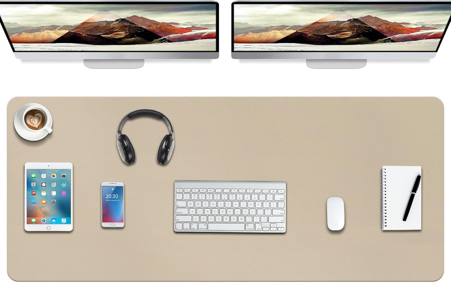 Boutilon Leather Desk Pad Protector,Non-Slip Mouse Pad,Laptop Desk Pad,Office Mouse Mat,Waterproof Leather Desk Blotter,Desk Writing Pad for Office and Home (M-Green,30"X14")