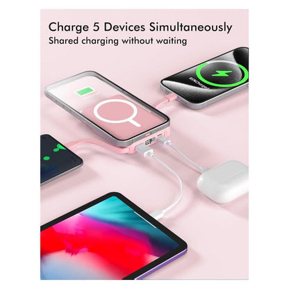 Magnetic Wireless Power Bank 10,000mAh with Built-In Cables
