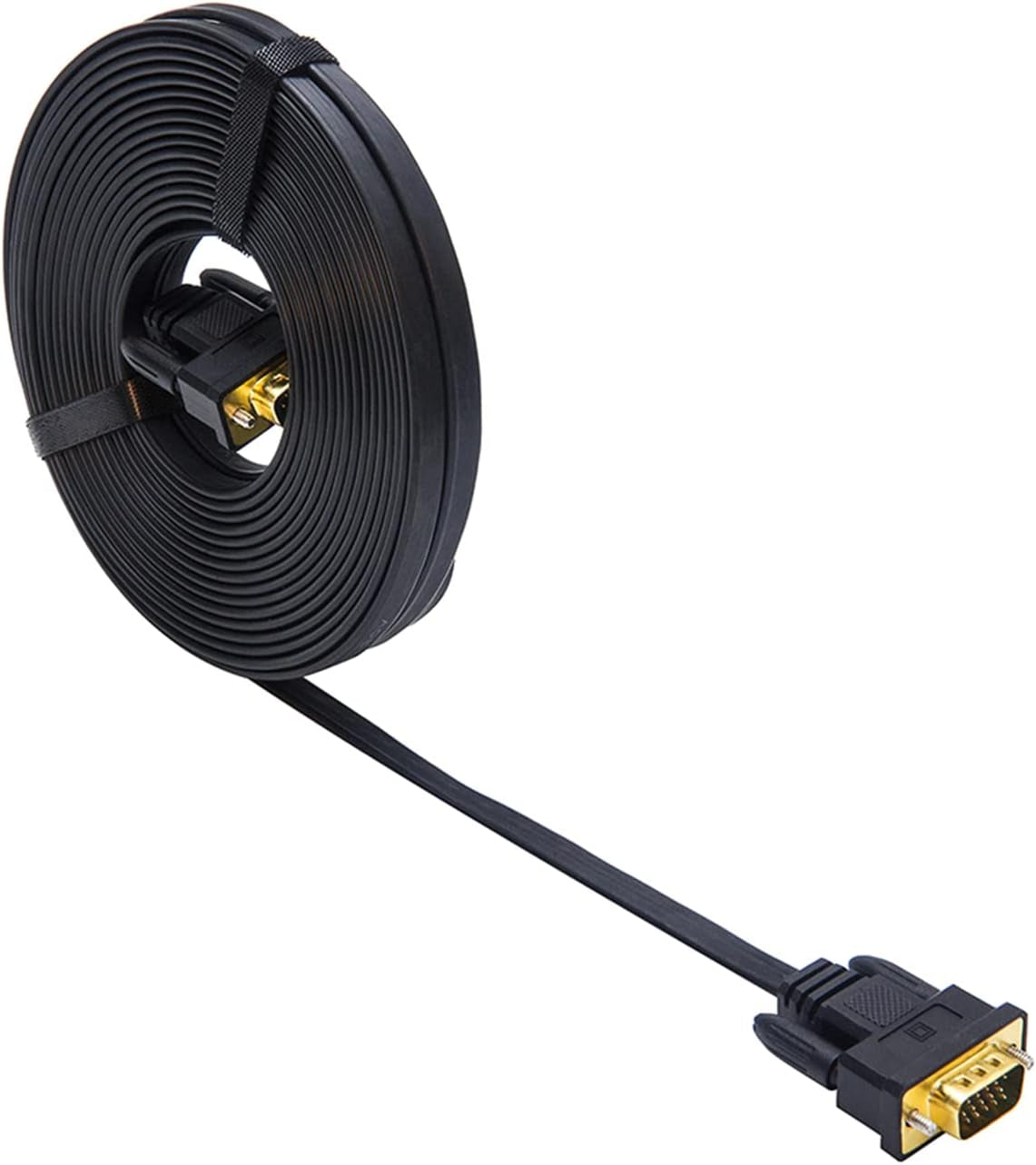 DTECH 5M Ultra Thin Flat Type Computer Monitor VGA Cable Standard 15 Pin Male to Male Connector SVGA Wire 16 Feet - Black