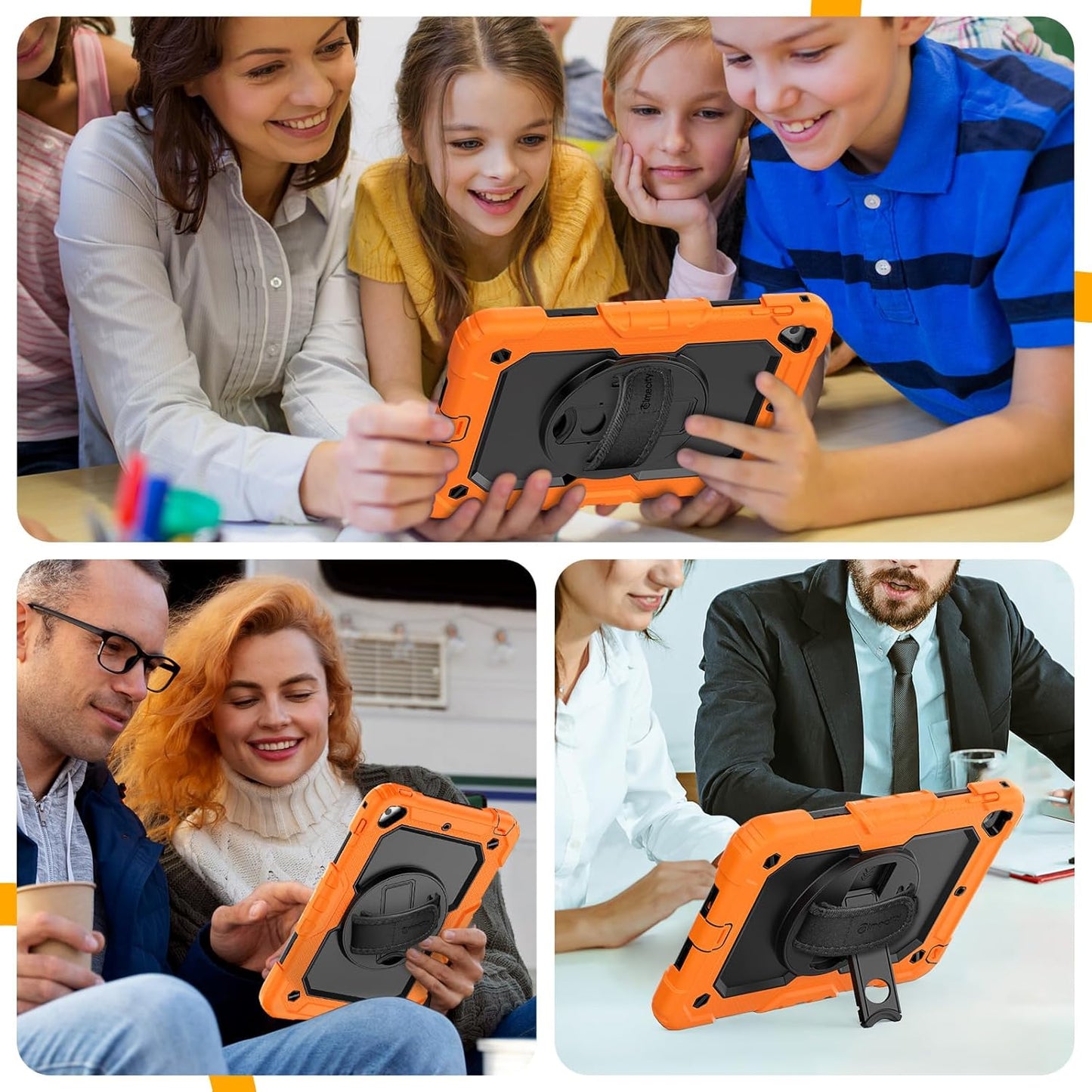 Timecity for Ipad Mini 5Th/4Th Generation Case 7.9'', for Ipad Mini 5/ Mini 4, Heavy Duty with Screen Protector, Kickstand Hand/Shoulder Strap Pencil Holder- Orange
