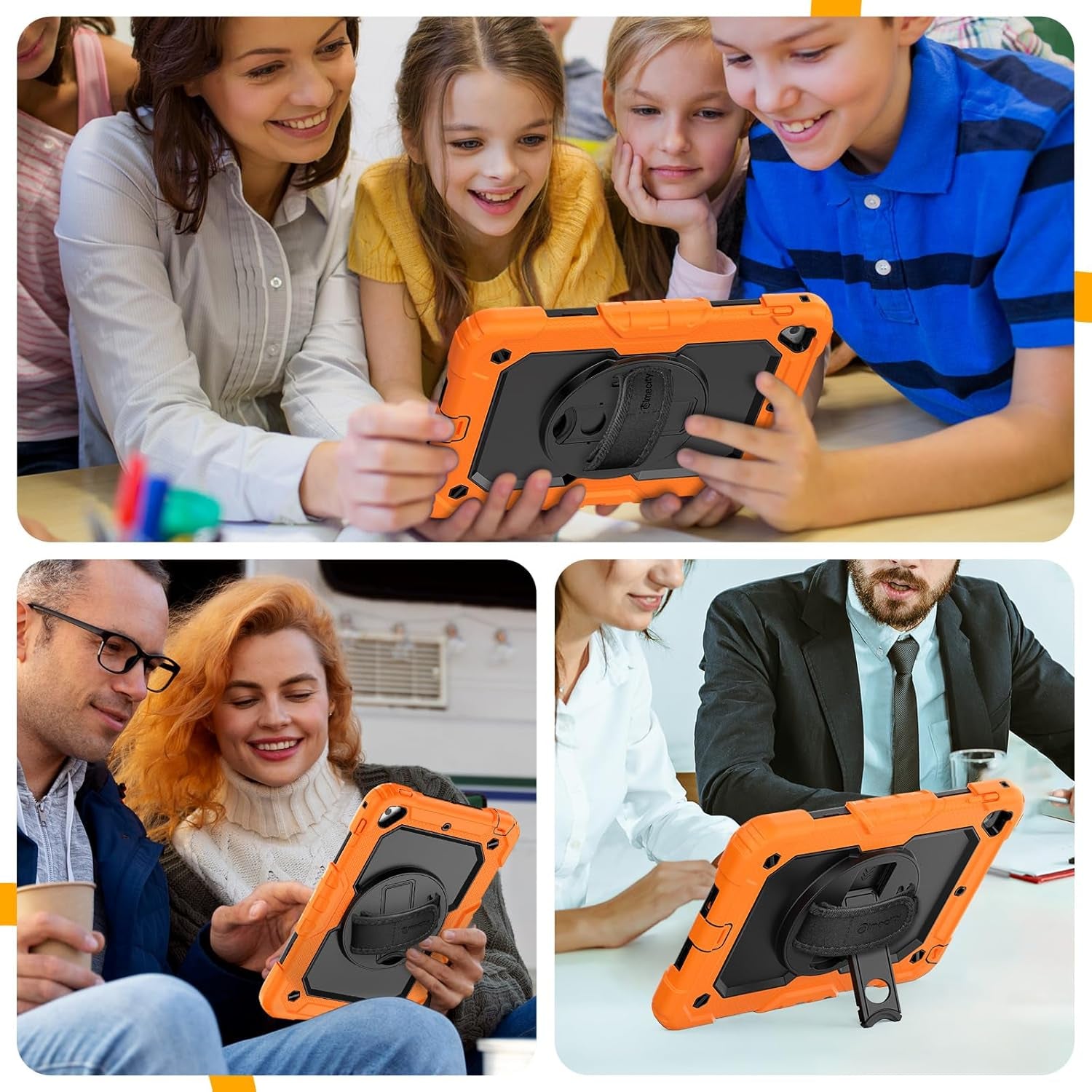 Timecity for Ipad Mini 5Th/4Th Generation Case 7.9'', for Ipad Mini 5/ Mini 4, Heavy Duty with Screen Protector, Kickstand Hand/Shoulder Strap Pencil Holder- Orange