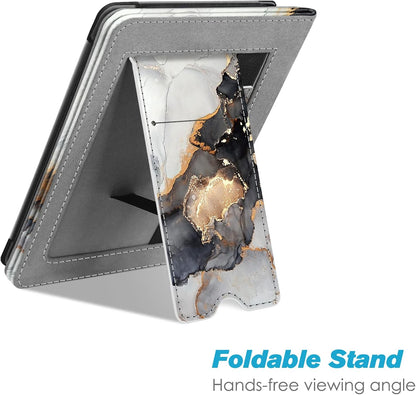 Fintie Stand Case for 6" Kindle Paperwhite (Fits 10Th Generation 2018 and All Paperwhite Generations Prior to 2018) - Premium PU Leather Sleeve Cover with Card Slot and Hand Strap, Cloudy Marble